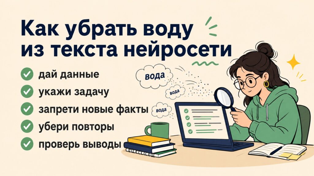 Как убрать воду из текста нейросети — чек-лист для научной статьи